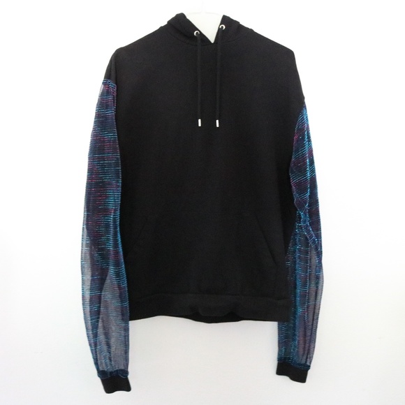 ASOS Other - ASOS Black Hoodie with Multicolor Mesh Sleeves
